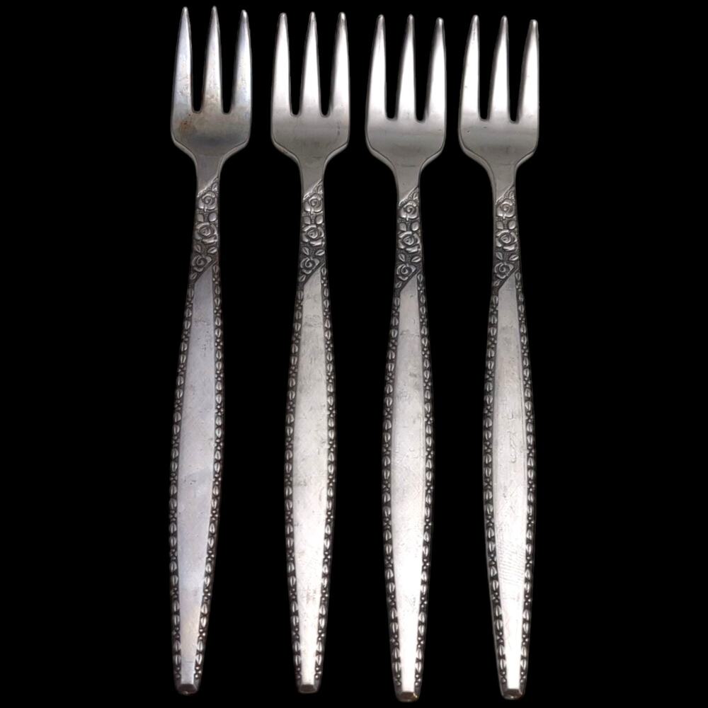 Lot 4 Vintage Orleans Silver - ORL8 - Stainless Japan - Cocktail/Seafood Fork